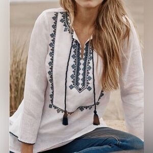 J. Jill Embroidered Linen Tunic - EUC